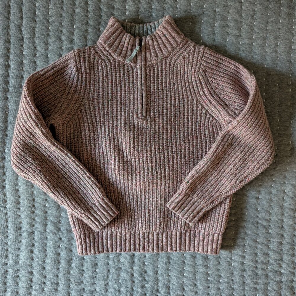 Mini Boden Girls Pink Speckled Half-Zip Sweater - Like New - Size 8/9Y